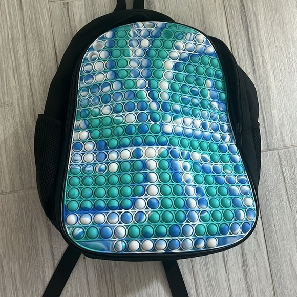 Blue, teal, white, & black pop it backpack bag carrier book bag - Picture 4 of 9